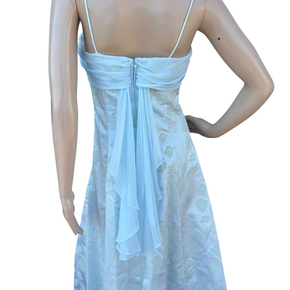 Vintage Betsy & Adam Blue Floral Brocade Gown 4 Prom - Picture 6 of 8
